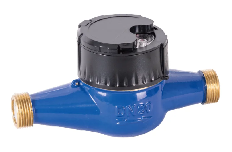 Blue brass-body multi-jet water meter